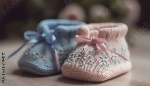 Handmade baby booties, a gift of love and craftmanship generated by AI