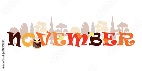 Word NOVEMBER on white background