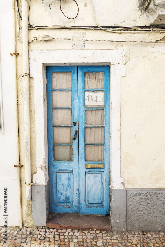 old blue door in building