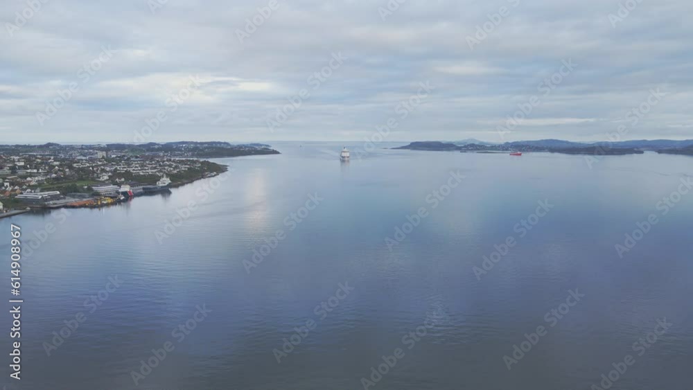 Approaching a cruise ship as it nears the harbour in Stavanger Norway Approaching a cruise ship as it nears the harbour in Stavanger Norway