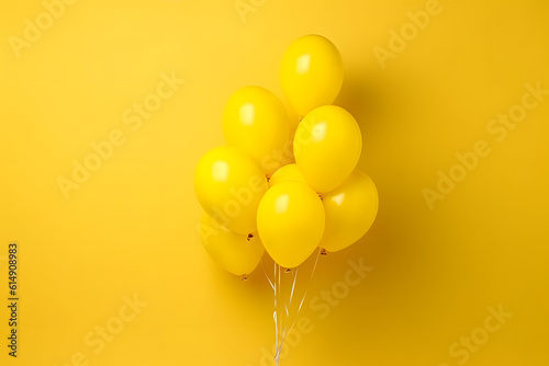 Yellow balloons on yellow background, Generative AI