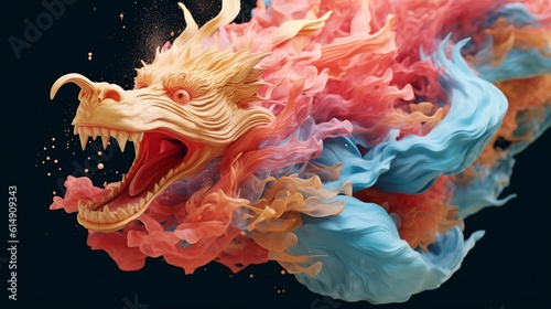 Dragon in dynamic movements. Generative ai photo