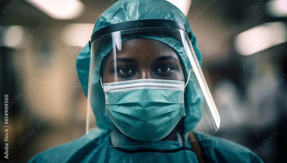 Confident surgeon in protective workwear looking at camera with expertise generated by AI Confident surgeon in protective workwear looking at camera with expertise generated by AI