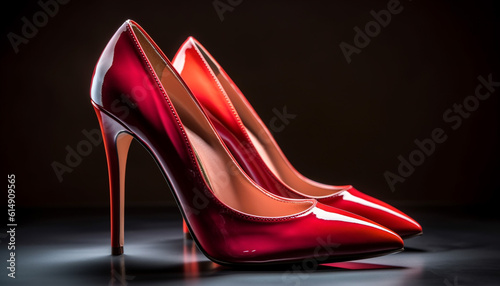 Shiny stiletto heels exude elegance and femininity in fashion generated by AI