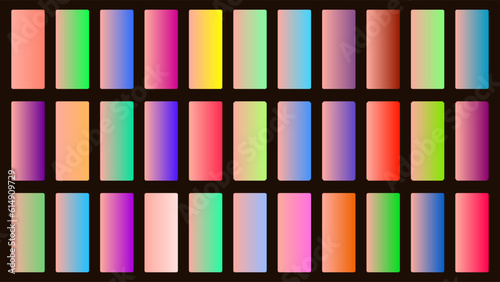 Colorful Light Salmon Color Shade Linear Gradient Palette Swatches Web Kit Rounded Rectangles Template Set