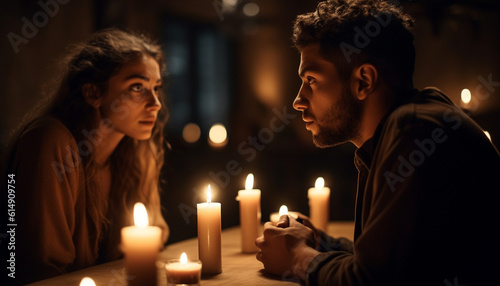 A romantic night of togetherness, love and candlelight bonding generated by AI
