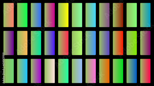 Colorful Olive Color Shade Linear Gradient Palette Swatches Web Kit Rounded Rectangles Template Set