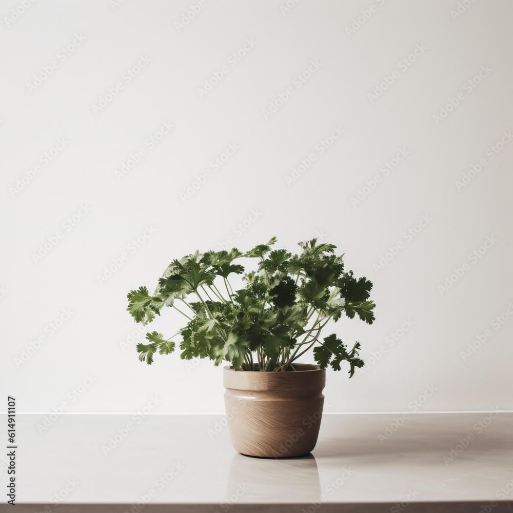 Parsley in a pot, minimalistic style. Parsley in a pot, minimalistic style.