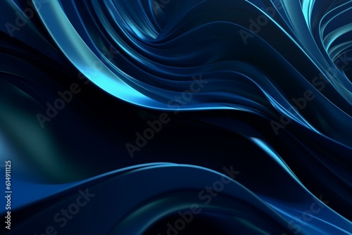 Abstract 3D blue curves. Futuristic visual backdrop. Computer-generated image. Generative AI