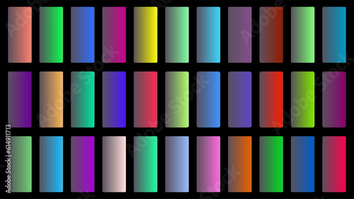 Colorful Smoke Color Shade Linear Gradient Palette Swatches Web Kit Rounded Rectangles Template Set