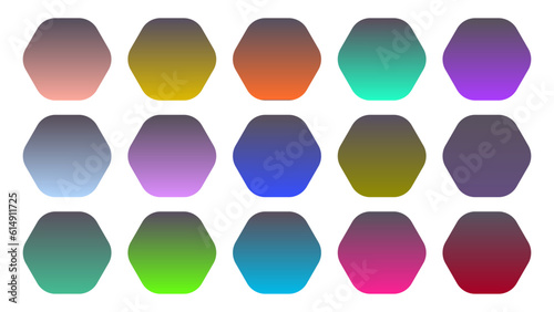 Colorful Smoke Color Shade Linear Gradient Palette Swatches Web Kit Rounded Hexagons Template Set.