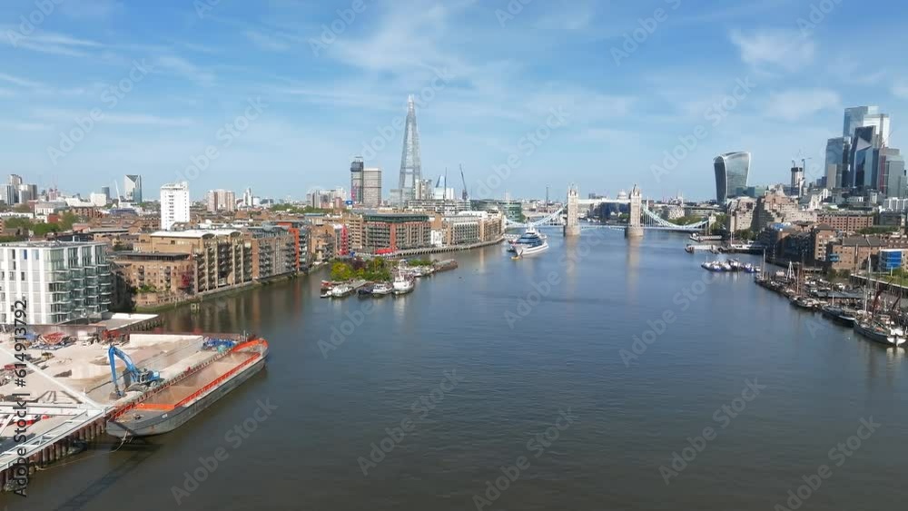 Aerial view of the Tower Bridge in London. One of London's most famous bridges and must-see landmarks in London. Beautiful panorama of London Tower Bridge. Aerial view of the Tower Bridge in London. One of London's most famous bridges and must-see landmarks in London. Beautiful panorama of London Tower Bridge.