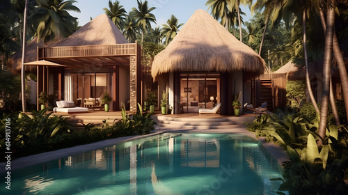 Resort luxuoso com arquitetura tropical