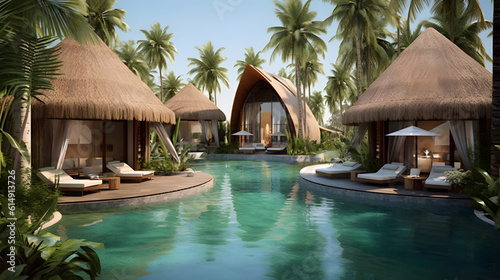 Resort luxuoso com arquitetura tropical
