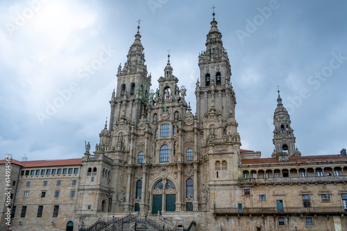 Cathedral of Santiago de Compostela, La Coruna, Galicia, Spain. Cloudy day.