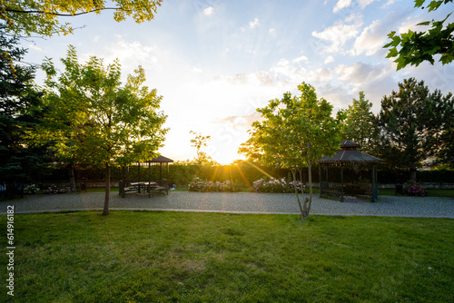 Sunset view in Ankara 50th Year Park (50.Yil Parki). photo