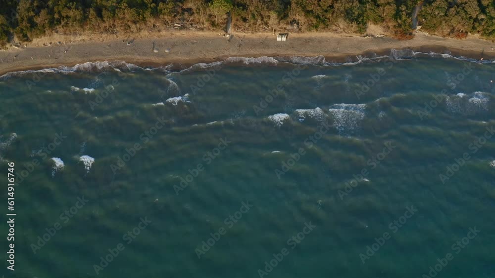 vertical aerial view of a stretch of Tuscan sea coast vertical aerial view of a stretch of Tuscan sea coast