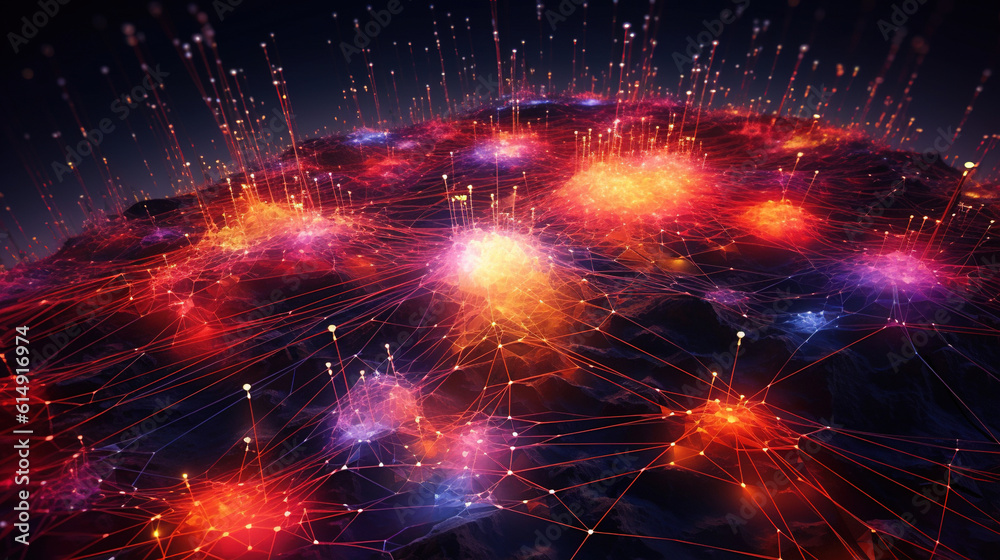 Fototapeta premium Abstract representation of the internet with interconnected nodes and pathways