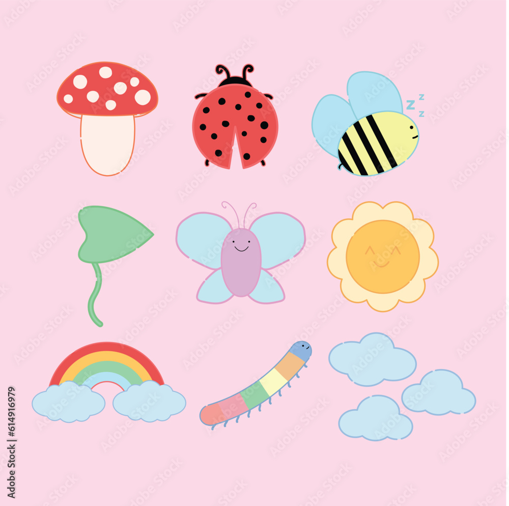set of cute animals icons