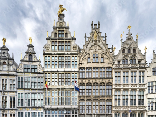 splendidly decorated guild houses at the grote markt in the historic city center of antwerp