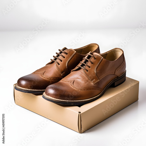 pair of brown leather shoes