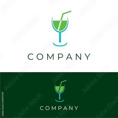 Juice bar logo, fruit juice logo, spa logo, beach logo, restaurant logo, food logo, glass juice logo, organic logo