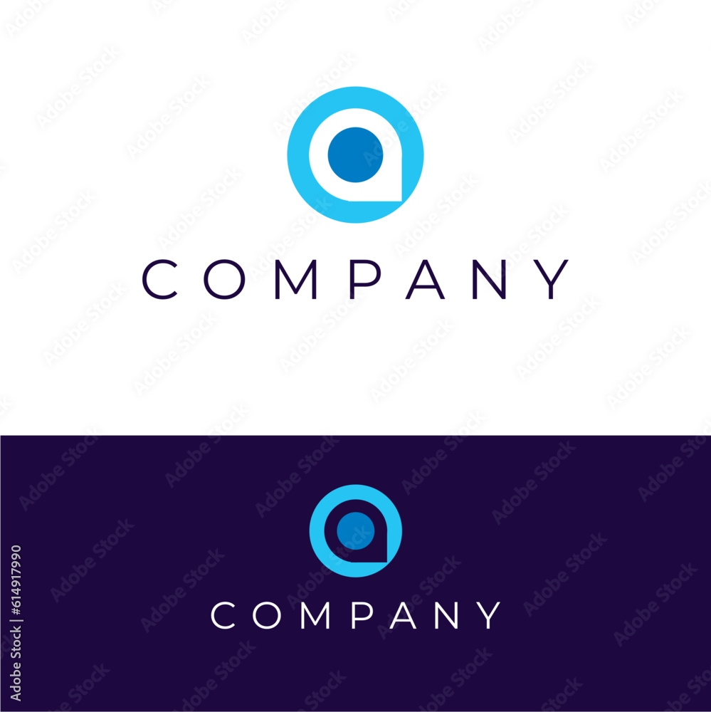 Circle logo design, map pin logo design, communication logo, technology logo, innovative logo