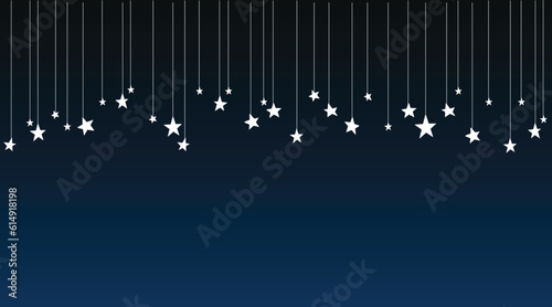 Hanging string stars vector for decoration on black navy background
