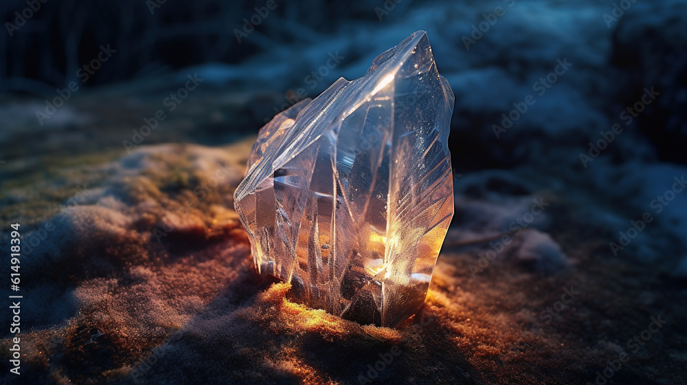Obraz premium Crystal shard frozen in a block of ice
