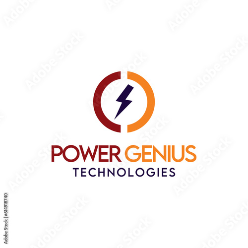 Free Download Electric energy power Genius Technologies logo design, technology logo world logo, power logo, round logo - GFXLoad