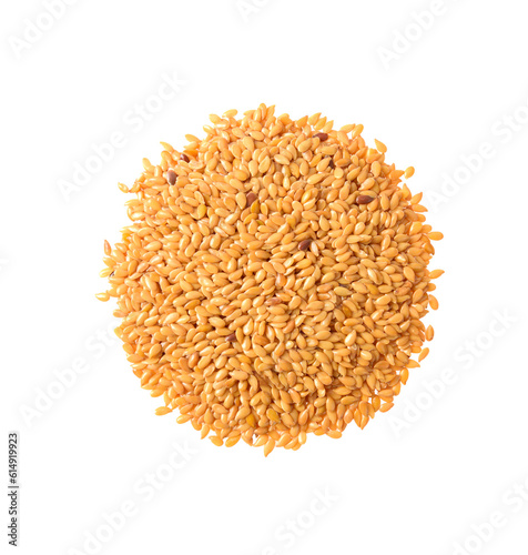  golden Flax  seeds heap  isolated on  transparent png