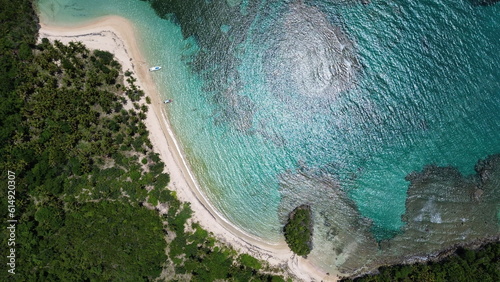 Playa Ermitano, El Valle, Samana, beach in Dominican Republic. Aerial drone photo.