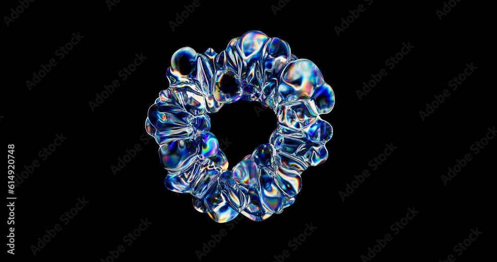 3D background for logo or product. Abstract dispersion glass frame .Futuristic blob with rainbow. Liquid shape, animation in 4K. Holographic spectrum colors. Seamless 3D loop video. Prism, iridescent 