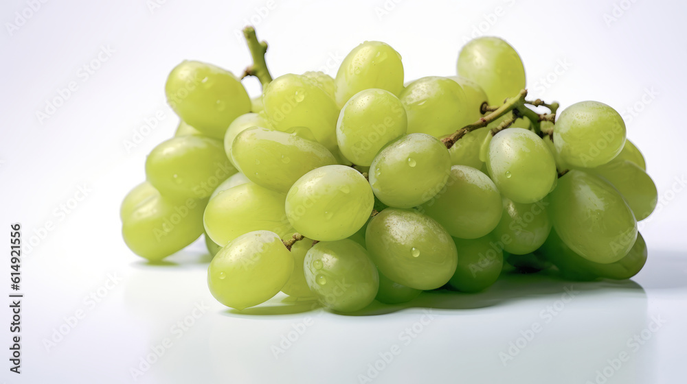 Green grape on white background. Created with Generative AI technology. Green grape on white background. Created with Generative AI technology.