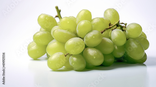 Green grape on white background. Created with Generative AI technology.