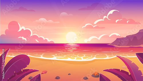 Sunset on beach landscape concept