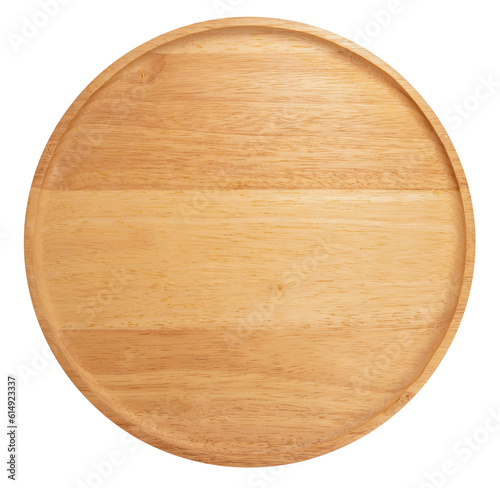 Wooden plate isolated on white background, Wooden plate on white With work path.