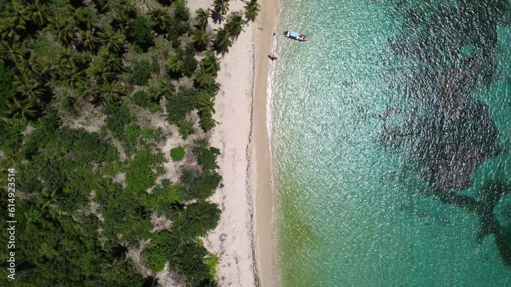 Playa Ermitano, El Valle, Samana, beach in Dominican Republic. Aerial drone video.