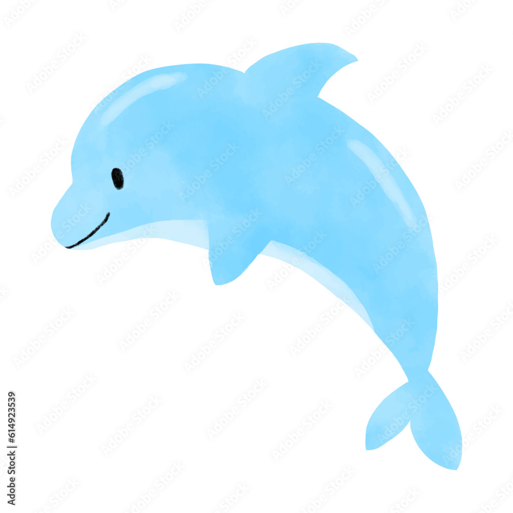 イルカの水彩風手描きイラスト イルカの水彩風手描きイラスト