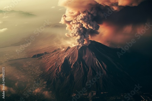 Volcanic eruption. Climate change concept. AI generated, human enhanced