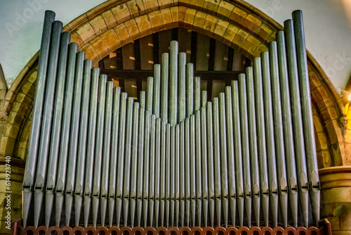 Antique pipe organ in an old church in Horsham England