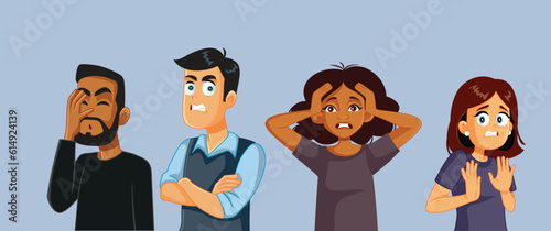 Angry People Feeling Disappointed and Desperate Vector Cartoon Illustration. Married people going through many emotional states 
