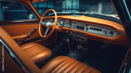 Classic car interior with expensive leather seats © didiksaputra