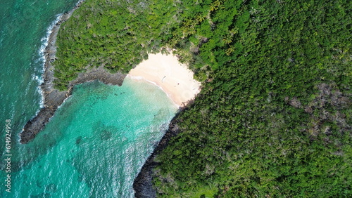 Playa Onda, El Valle, Samana, beach in Dominican Republic. Aerial drone photo.
