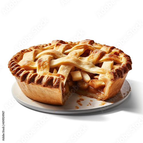 Classic Indulgence: Tempting Apple Pie Isolated on White Background - Generative AI