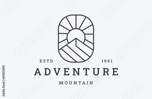Adventure mountain logo vector icon illustration hipster vintage retro .