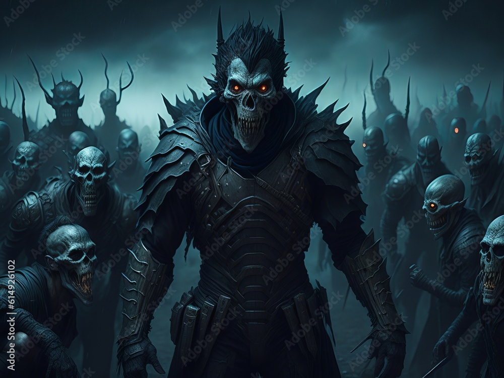 Army of undead apocalypse horror monster dark theme fantasy. Generative AI Army of undead apocalypse horror monster dark theme fantasy. Generative AI