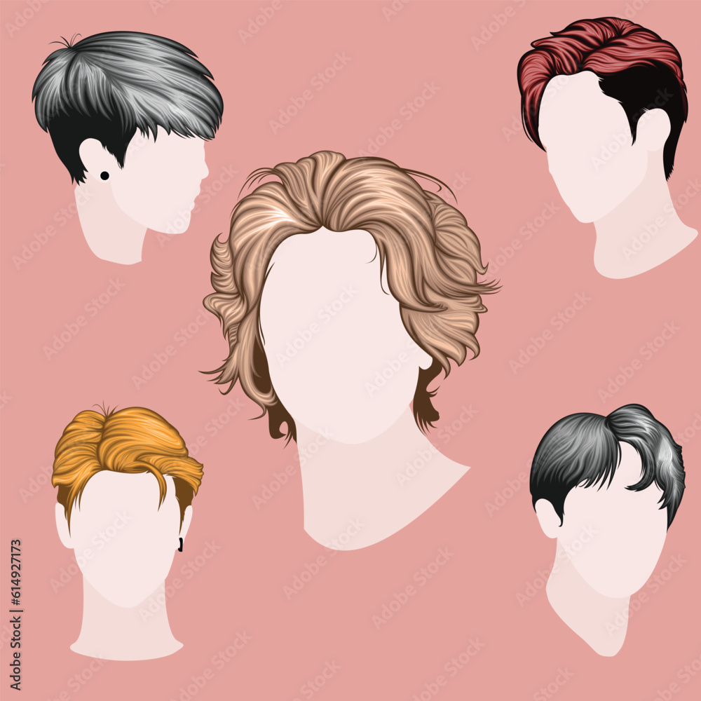 Set of Variety man hairstyles, Various man korean hairstyle. K-pop hairstyle