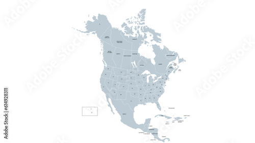 Vector Map of North America and Central America