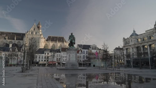 Statue Peter Paul Rubens Groenplaats and Cathedral of Our Lady on The Background Antwerp, Belgium photo